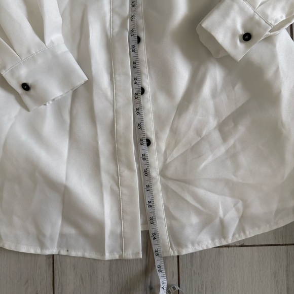 PrettyLittleThing White Long Sleeve Dress with Black Button Accents - Picture 7 of 12